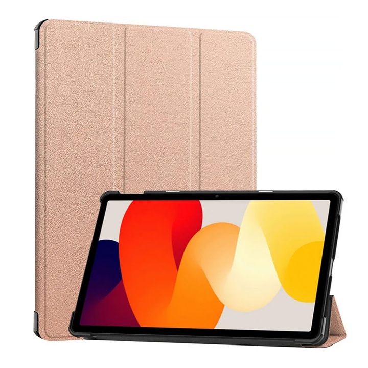 Кожен калъф за таблет Apple iPad Air 13 (2024) 13.0", Пълна защита с функция за стойка, Най-високо качество, Optim IAO технология, розово злато