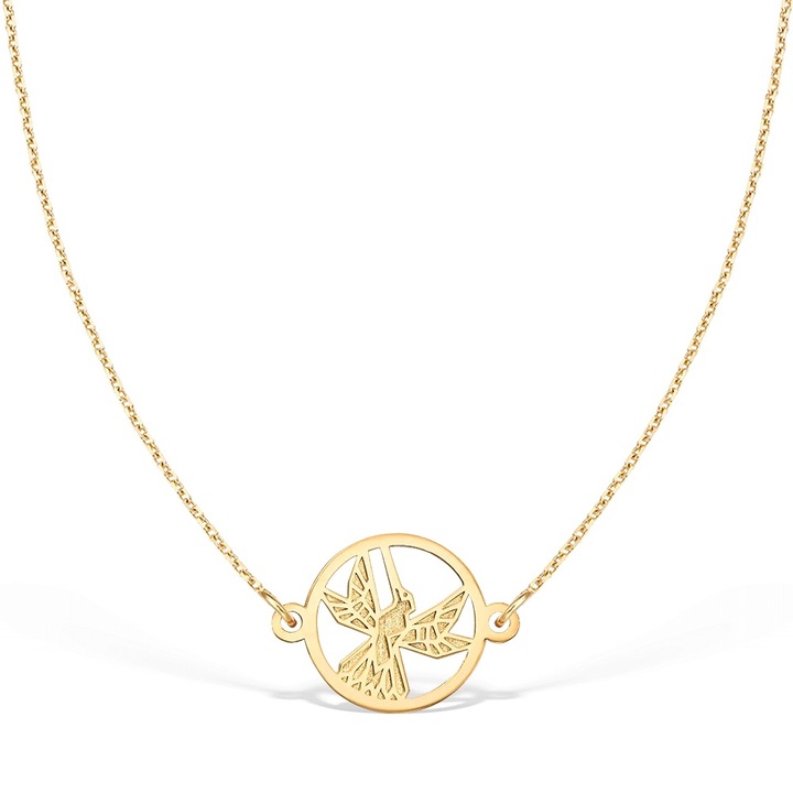 Colier la baza gatului COLIBRI, aur 14K