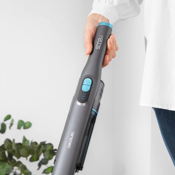 Matura electrica aspirator de mana 2 in1 Cecotec 2100 Twice Max 08413, perie dubla, 20 kPa, 210 W, 45 minute, accesorii incluse, negru