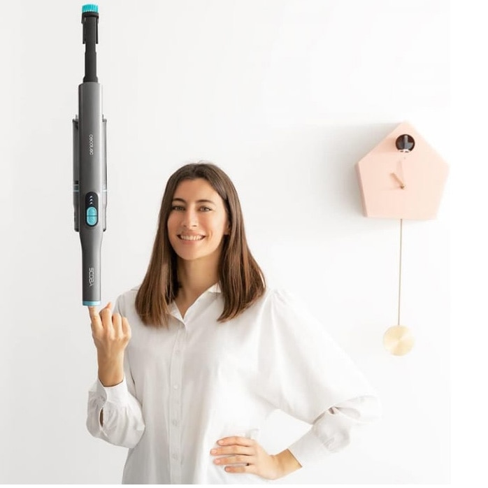 Matura electrica aspirator de mana 2 in1 Cecotec 2100 Twice Max 08413, perie dubla, 20 kPa, 210 W, 45 minute, accesorii incluse, negru