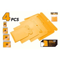 Set 4 spacluri chit TOLSEN 50/80/100/120 mm, plastic PP durabil si flexibil, pentru curatare, reparatii si finisaje fara a zgaria suprafetele, potrivita pentru zugravi profesionisti si lucrari proprii, usor de curatat si de reutilizat