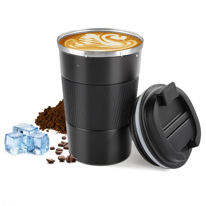 Cana termos, Cool Bottles, Inox, 380ml, Sigiliu de scurgere dovada, Handy transporta, Negru