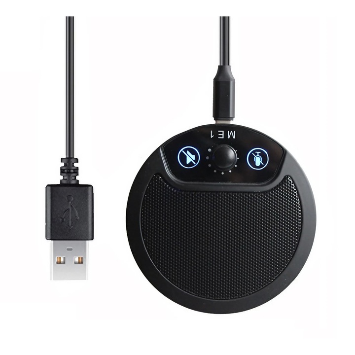 AxaCube konferencia mikrofon, mindenirányú, kondenzátor, némító funkció, hordozható, cinkötvözet ház, USB csatlakozás