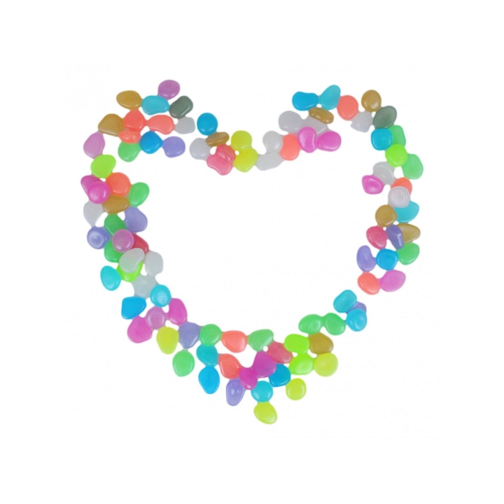 Set 100 bucati pietre decorative fluorescente, PrzydaSie.pl, multicolor, 2-3cm, polistiren