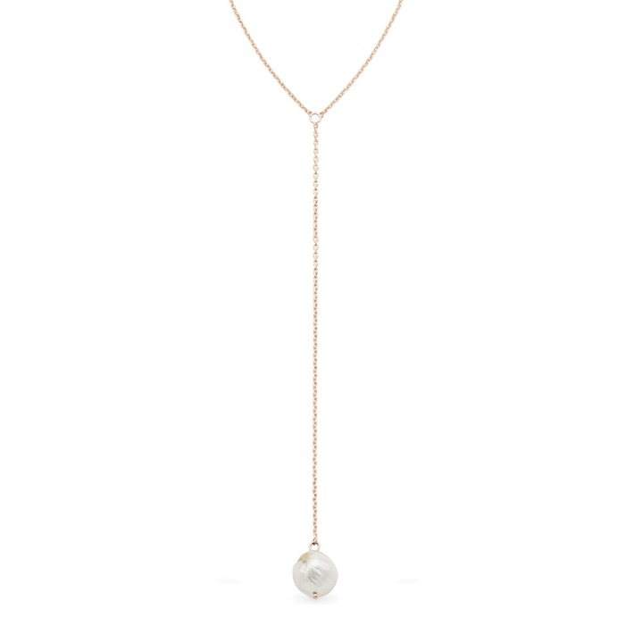 Orient Touch hosszu nyaklanc barokk gyonggyel, 14 karatos arany