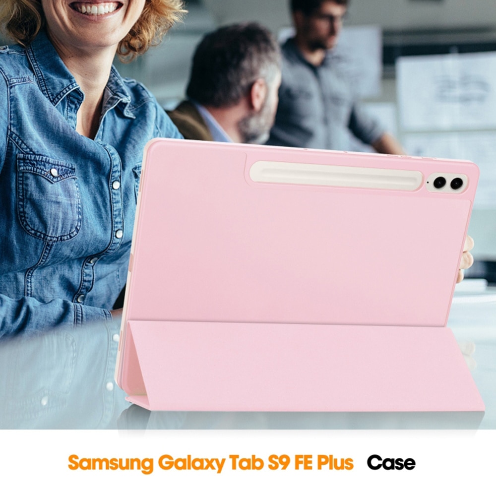 Husa Samsung Galaxy Tab S9 FE Plus Techsuit Flex Trifold Pen, roz