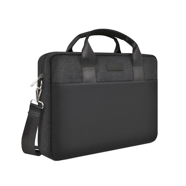 Geanta pentru laptop / tableta pana la 14.5 inch Premium Quality curea de umar buzunar frontal cu fermoar multiple compartimente negru