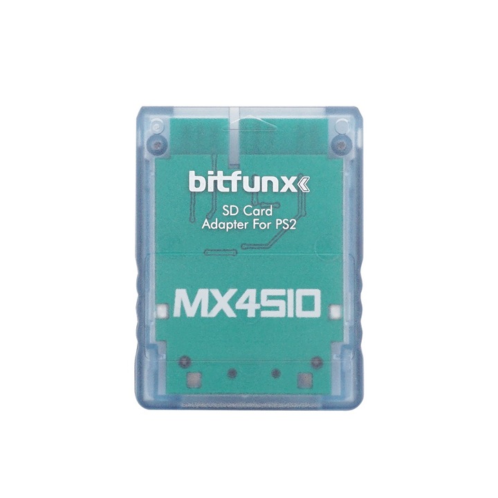 Адаптерна карта за конзолата Sony Playstation 2, Bitfunx MX4SIO MicroSD, Прозрачно син