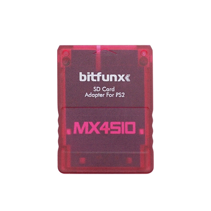 Адаптерна карта за конзолата Sony Playstation 2, Bitfunx MX4SIO MicroSD прозрачно червена