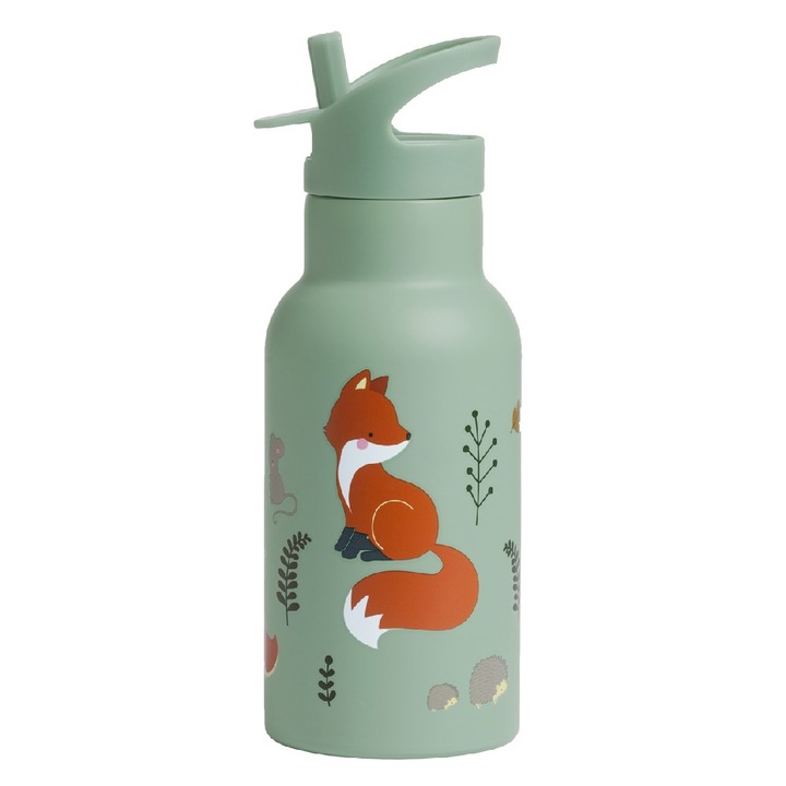 Детска бутилка за вода от неръждаема стомана, Forest Friends, A Litlle Lovely Company, 350 ml, 6 месеца+