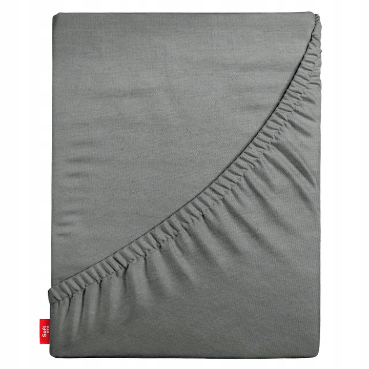 Cearsaf de pat cu elastic pentru saltea 80x200 cm grafit, Softimi, inaltime maxima 25 cm, 100% bumbac jerseu, 140g/m2, gros, cearceaf