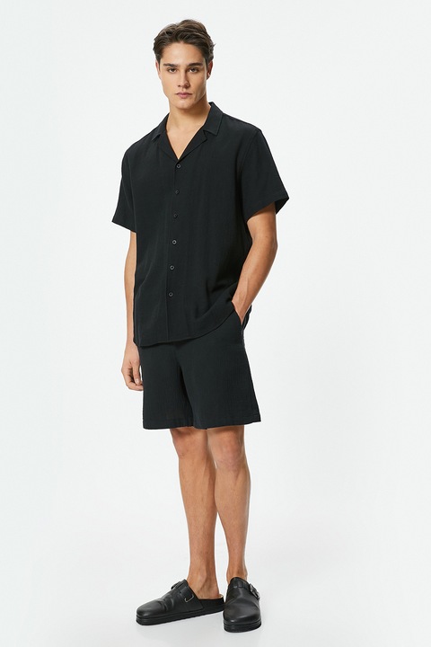 KOTON, Bermude de bumbac cu snur, Negru stins