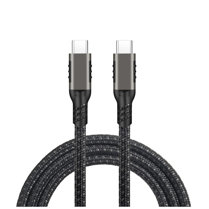 USB-C 3.2 кабел, PRESTIGE CHARGE®, 20Gbps трансфер на данни, E-Marker Chip с PD 100W зареждане, лаптоп, телефон, видео 4K@60Hz, черен текстил, 1m