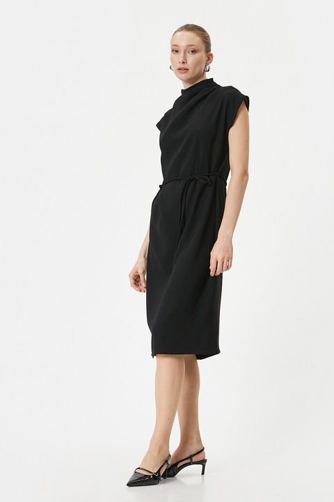 KOTON, Rochie midi cu cordon in talie, Negru, 34