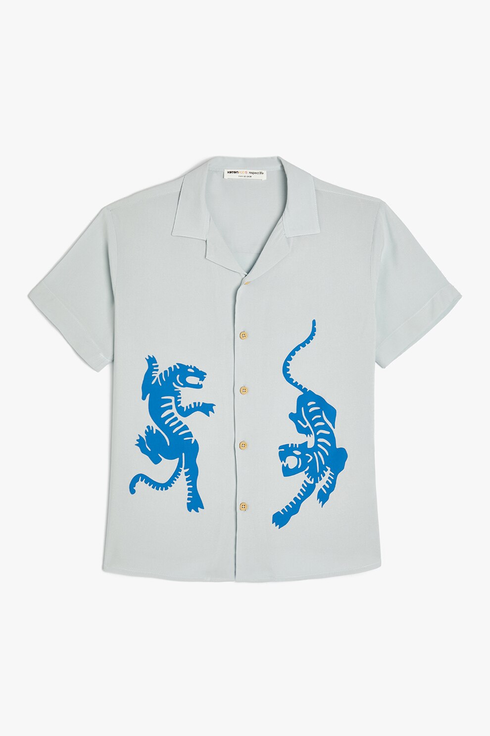 KOTON, Camasa cu imprimeu grafic, Verde pal, Albastru royal, 134-140 CM