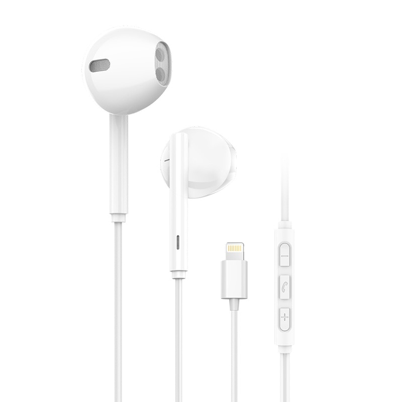 Casti cu Cablu Lightning 120cm, X-Start EJ201, Compatibile iPhone, Microfon si Control volum, Alb