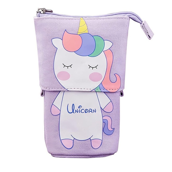 Penar telescopic, SUIFAYIO®, capacitate mare, canvas eco-friendly, 7.8x6x17.5cm, violet