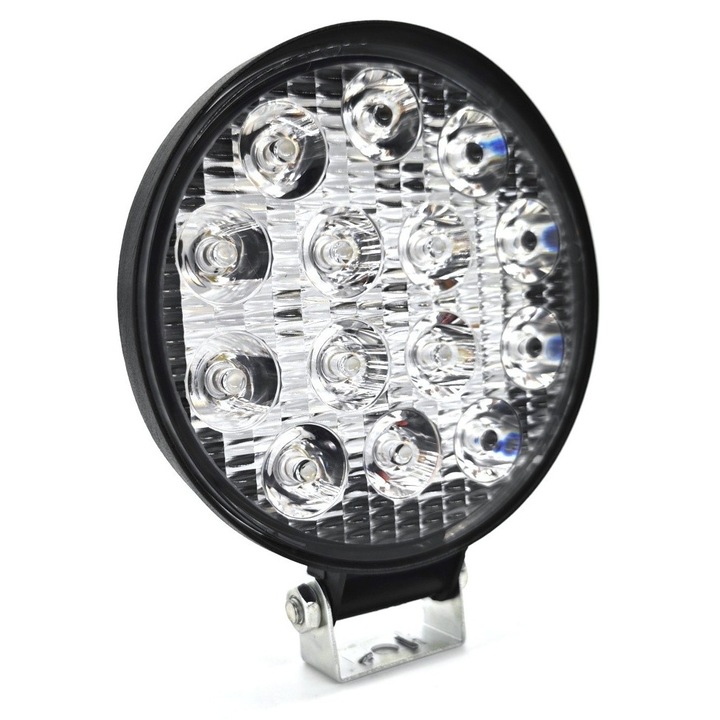 Lampa de lucru LED, motoLEDy, Rotunda 109 mm, 2000 lumeni, Negru, IP67, Alimentare 9-32V DC, Lumina alba 5500K, Rezistenta la apa, Universala (off-road, camioane, barci, utilaje), Carcasa Aluminiu 6063, include suport si cabluri