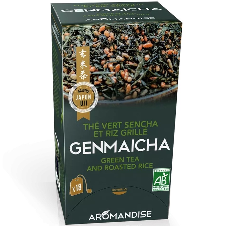 Bio Genmaicha zöld tea rizzsel 18 tasak x 2g, Aromandise