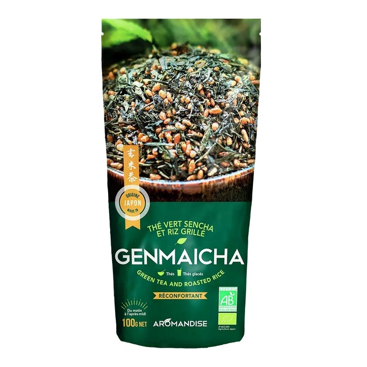 Zöld tea Genmaicha rizzsel, ömlesztett, bio, 100g, Aromandise