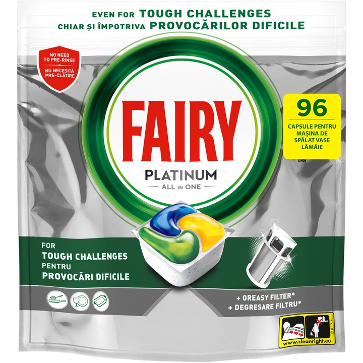 Капсули за съдомиялна Fairy Platinum, 96 измивания