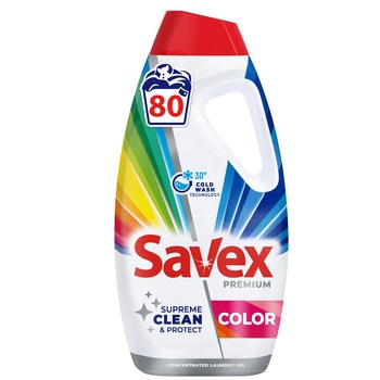 Detergent lichid pentru rufe Savex Premium Color, 80 spalari, 3.6 L