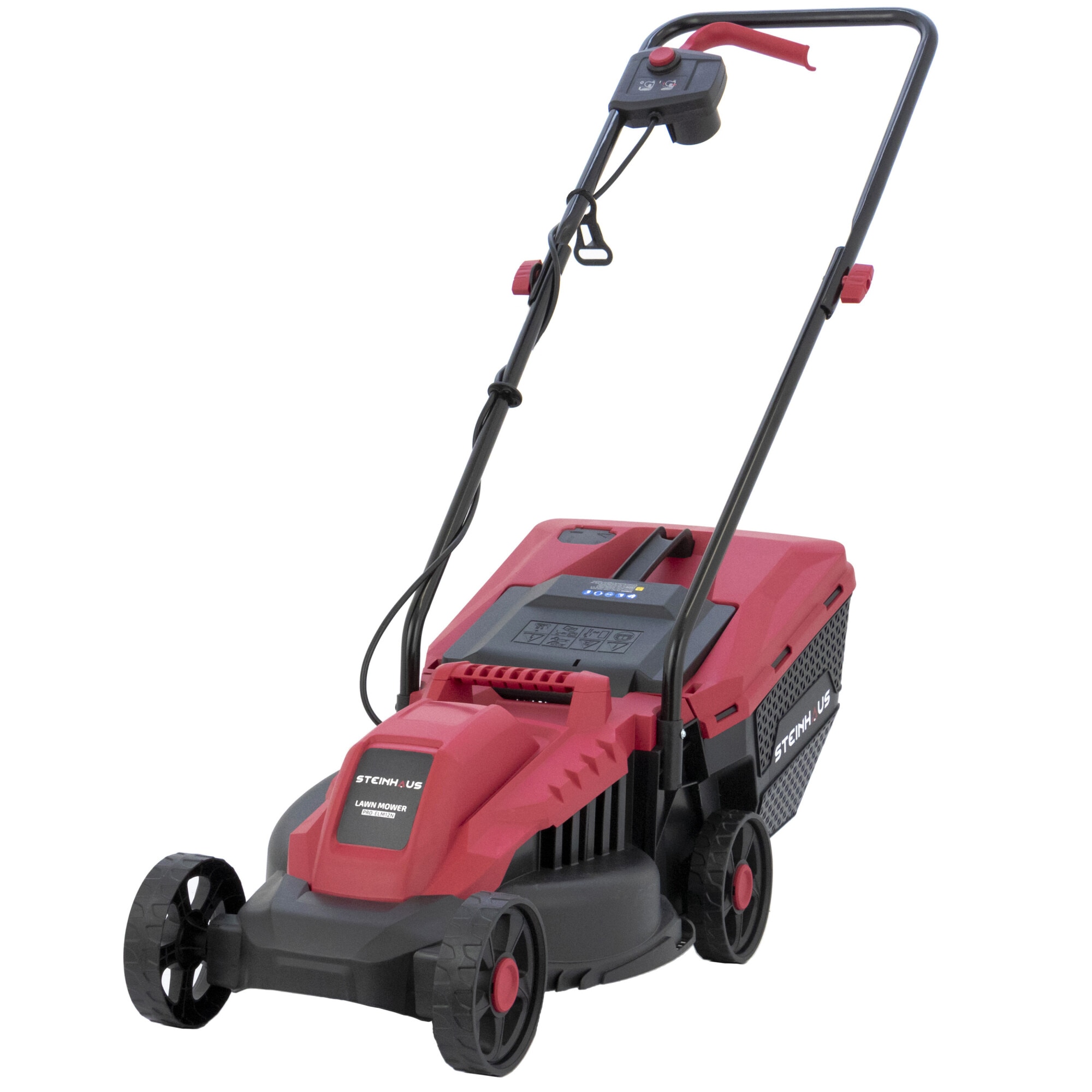 Masina de tuns gazon/iarba electrica Steinhaus PRO-ELM12N, 1200W, latime taiere 32 cm, 3 trepte de taiere, inaltime taiere 30-70 mm, cos colector 30 L, taiere/colectare