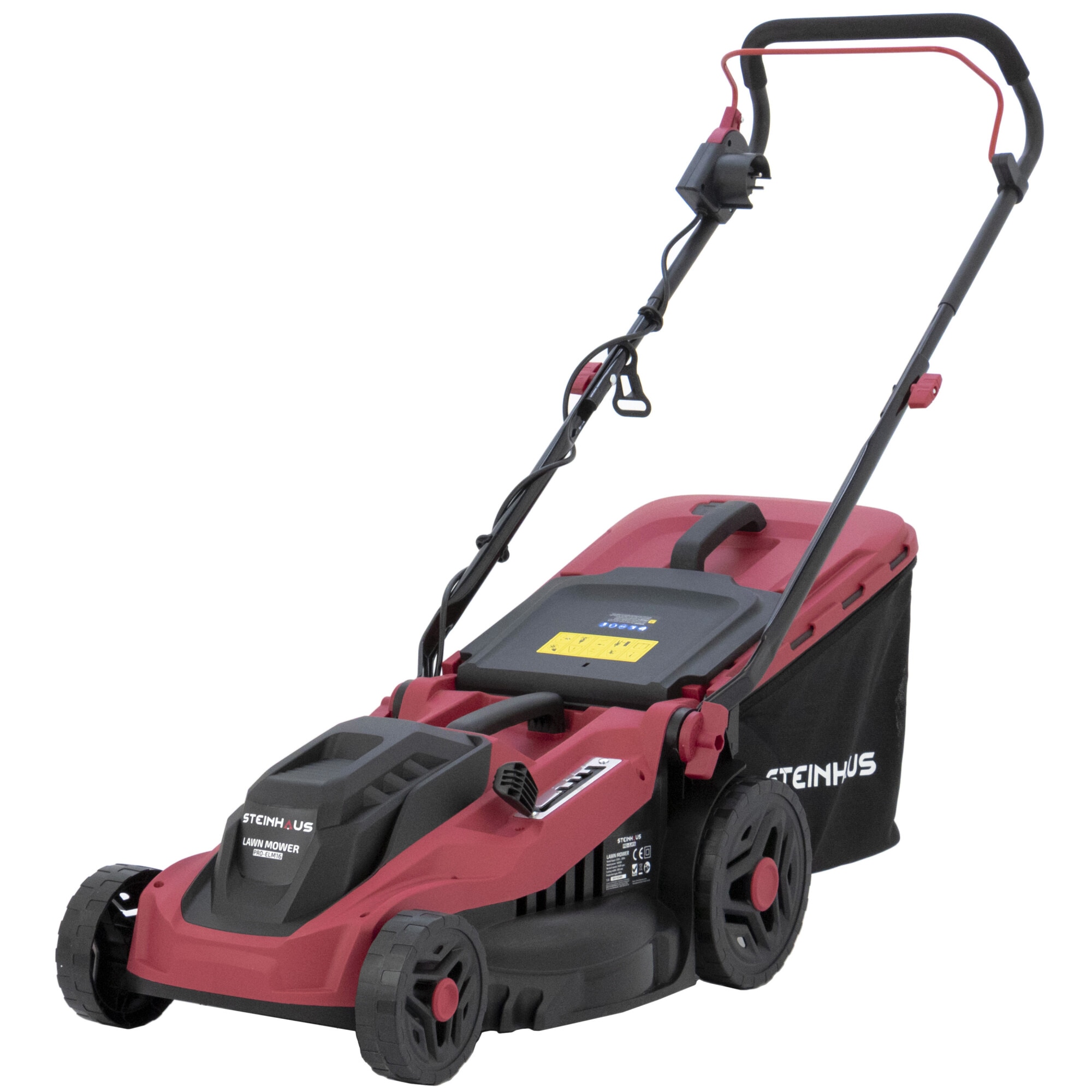 Masina de tuns gazon/iarba electrica Steinhaus PRO-ELM16, 1600W, latime taiere 38 cm, 5 trepte de taiere, inaltime taiere 30-75 mm, sac colector 42 L, taiere/colectare