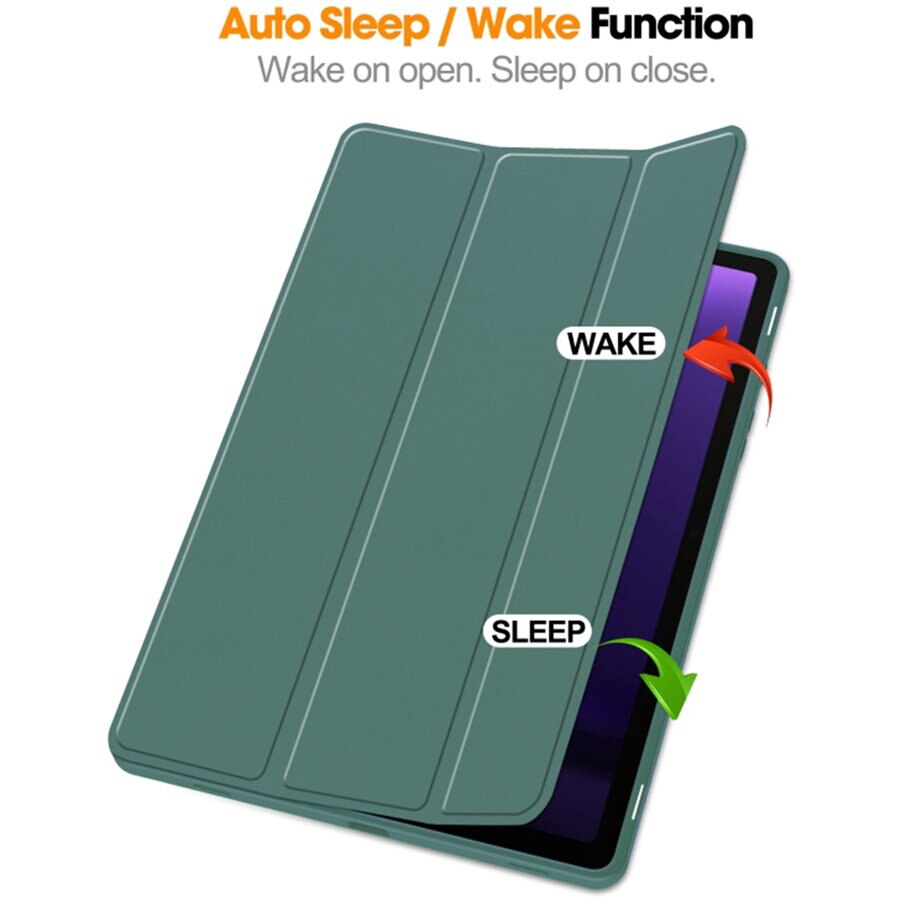 Husa Samsung Galaxy Tab S9 FE Techsuit Flex Trifold Pen, verde inchis