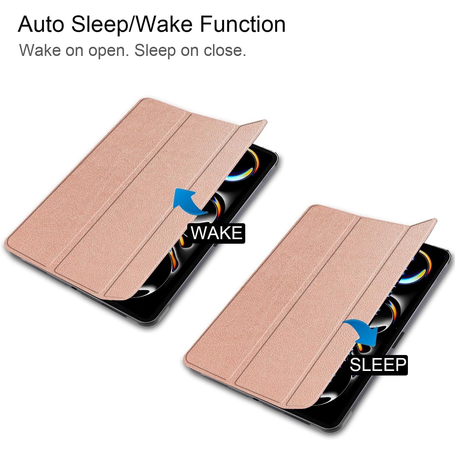 Husa pentru Apple iPad Pro 13 M5 / M4 (2025, 2024) cu functie wake-up/sleep tip stand rose gold