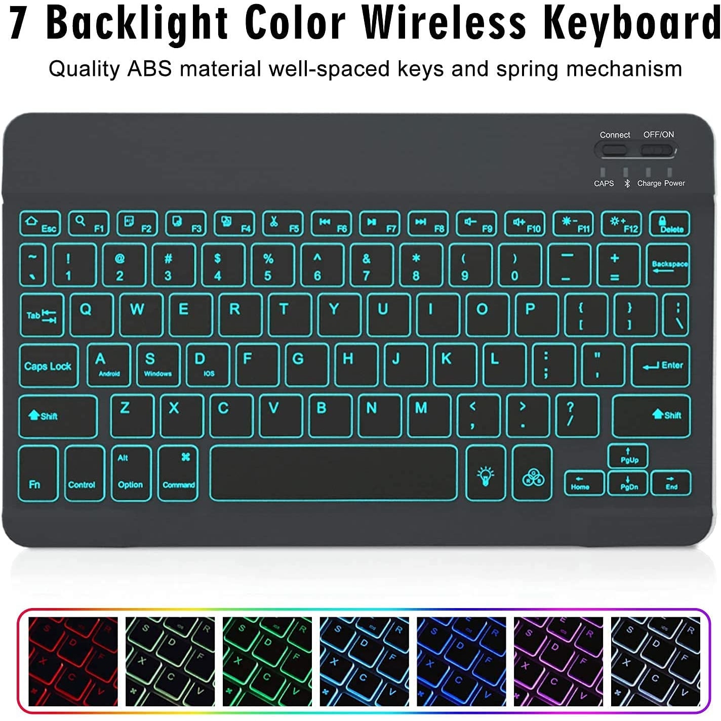 Husa pentru Apple iPad Air 11 2026 / 2025 / 2024 M4, M3, M2 cu tastatura iluminata wireless detasabila RGB 7 lights, Bluetooth, USB Type-C, functie stand, slot stylus si mouse wireless RGB iluminat LED negru
