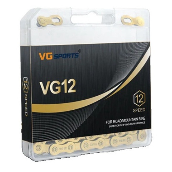 Велосипедна верига, VG Sports, 12 скорости, 126 звена, златиста