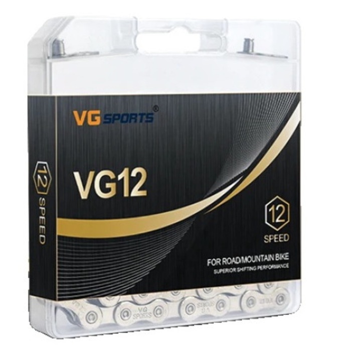 Верига за велосипед VG Sports, 12 скорости, 126 звена, сребриста
