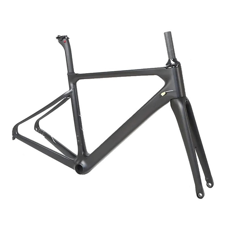 Рамка за велосипед, въглеродни влакна, аеро дизайн, съвместима с дискова спирачка, черна, 45 см
