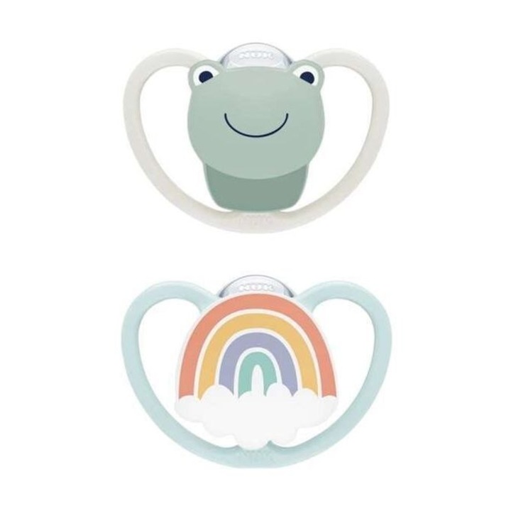 Set 2 suzete ortodontice din silicon Nuk Space, 440154, Multicolor 0-6 luni