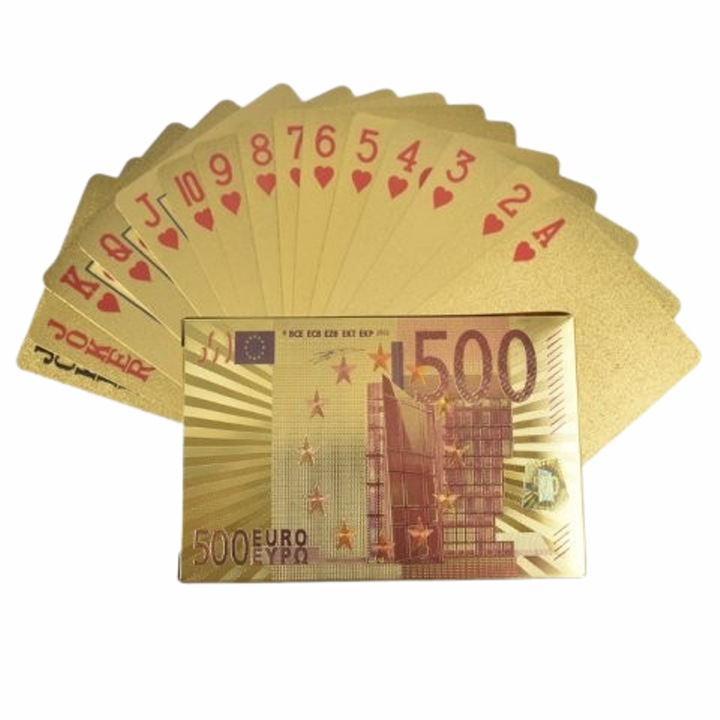 Carti de joc, 500 euro, Plastic, Aur