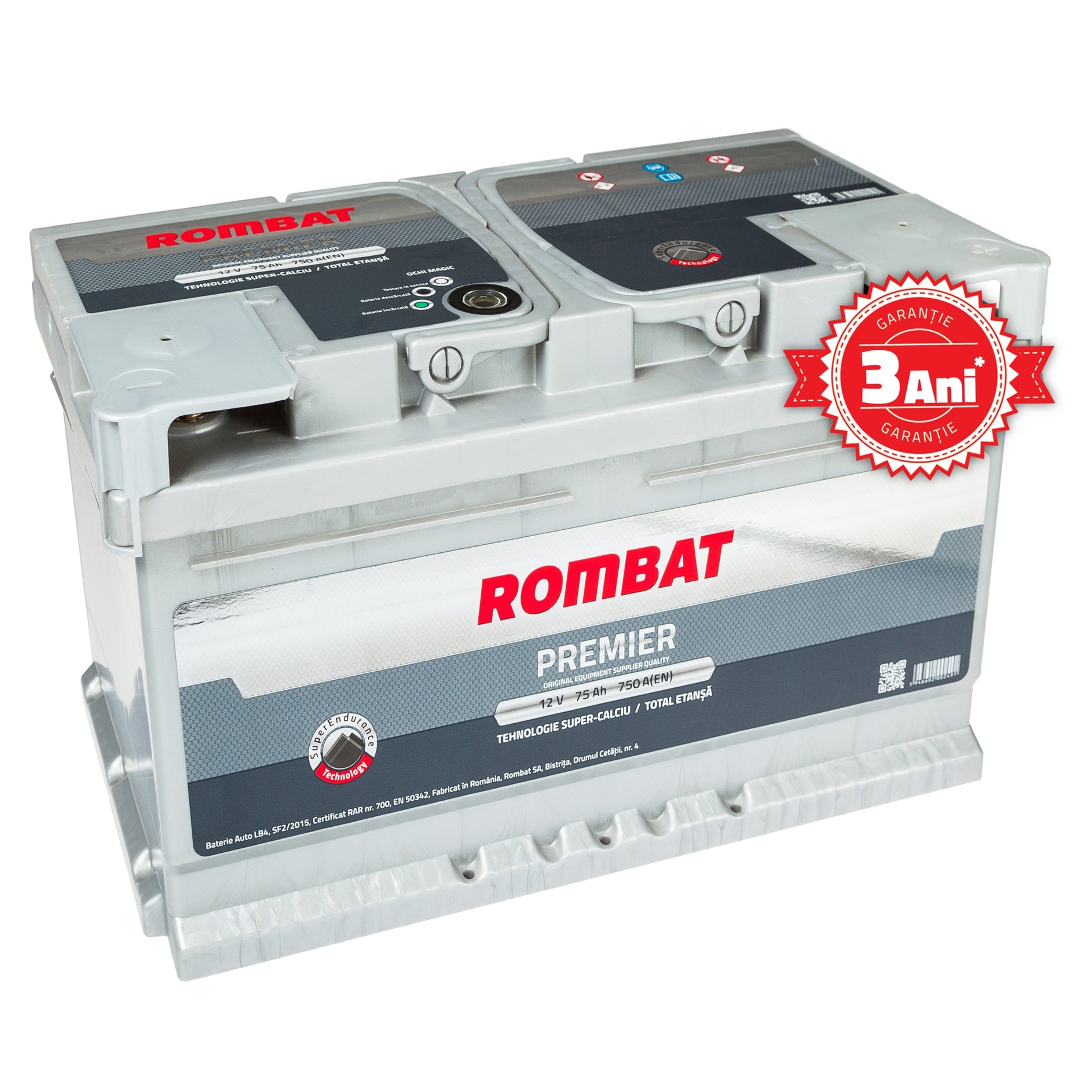 specification Chinese cabbage Hysterical Baterie auto Rombat Premier 75Ah 750A 12V - eMAG.ro