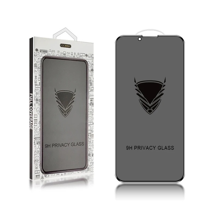 Folie OG Privacy MAX CONNECT, Compatibila iPhone 14 Pro Max, Protectie Profesionala Ecran 3D, Full cover, Duritate 9H, Sensibilitate Tactila, Acoperire Oleofoba