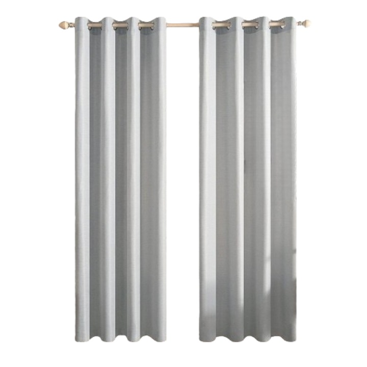 Set 2 Perdele cu Inele Metalice, MIULEE, Opace, Blackout, Termoizolante, perfect pentru Ferestre si Usi Dormitor/ Living, 140 x 225 cm, Gri