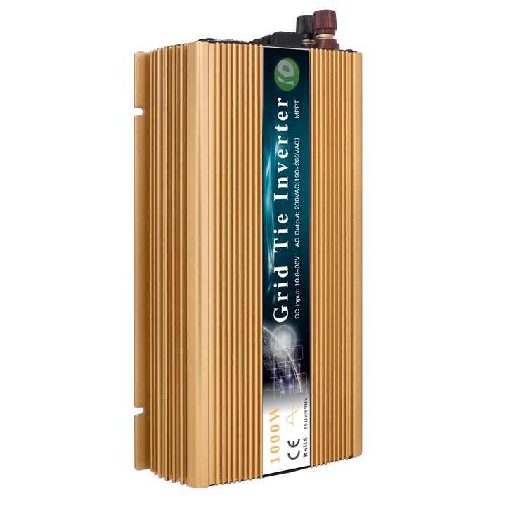 Invertor solar, Metal, Tehnologie MPPT, Unda sinusoidala, 230V, 18V, 50x60'', Auriu
