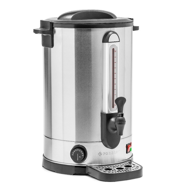 Fierbator, boiler profesional cafea, ceai, cu tava de picurare, Pereti dubli, 18 l, 2 kW, Negru, Forgast FG05605