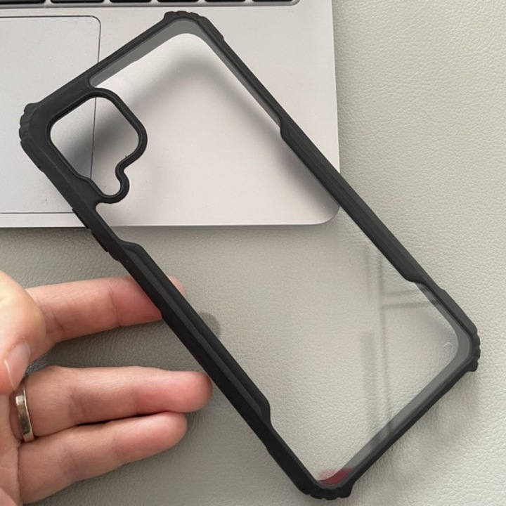 Huawei P40 Lite Frame Case tokkal kompatibilis burkolat, fekete keret, átlátszó hátlap