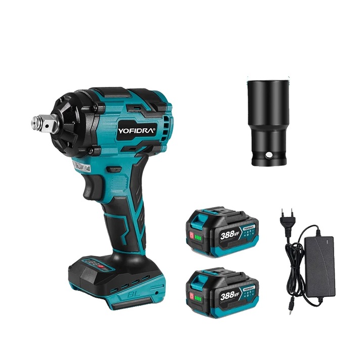 Cheie impact electrica, Yofidra, 2 baterii, 1000N.m, 15000mAh, LED