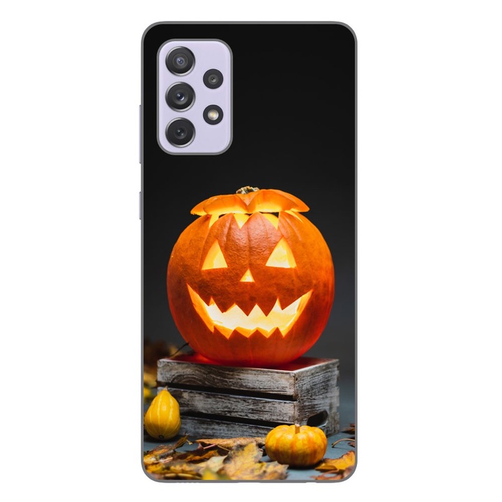 Husa compatibila cu Samsung Galaxy A72 si A72 5G Silicon Gel Tpu Model Halloween Decor Pumpkin With Light