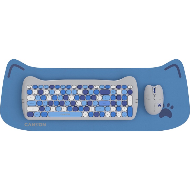 Безжичен комплект Canyon HSET-W6 Kitty Edition, Син, Wireless