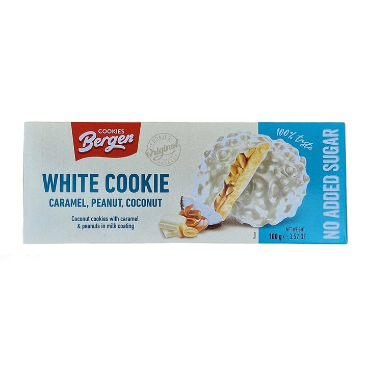 Prajituri de cocos cu caramel si alune in glazura de lapte, fara zahar Bergen 100g