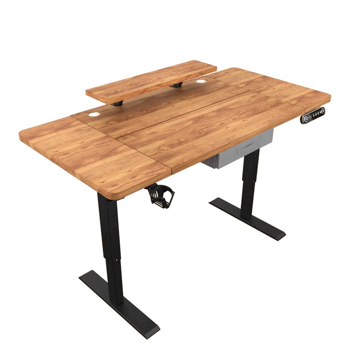 Бюро Gudewill, електрически регулируемо, кафяво, 140x76x18см