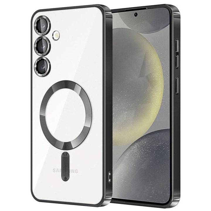 Калъф за Samsung S23 FE DaDen® MagSafe Luxury съвместим със защита на камерата, Ultra Protection, Прозрачен с черни ръбове