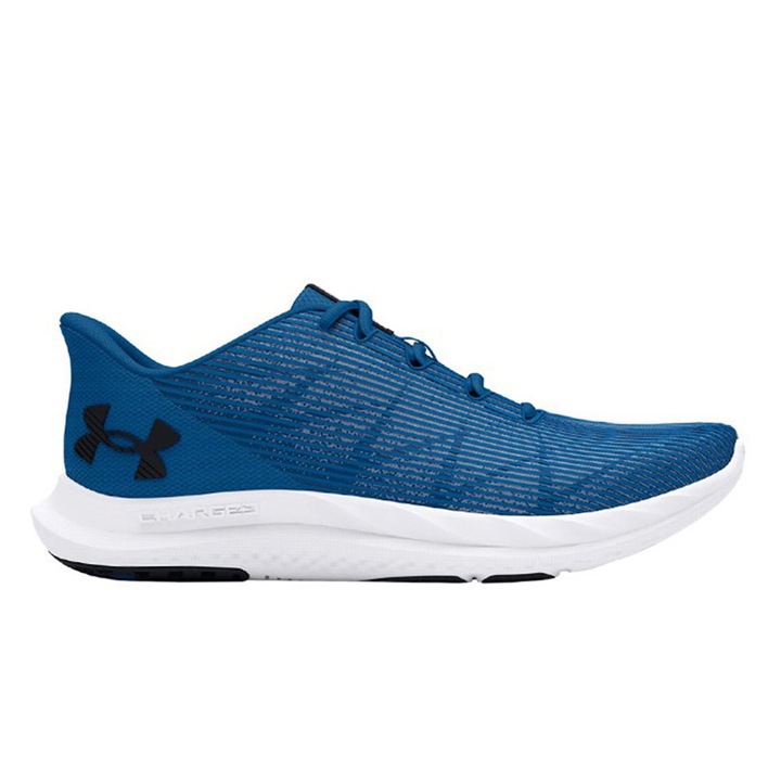 Under Armour, Pantofi cu material textil si insertii sintetice pentru alergare Charged Speed Swift, Albastru