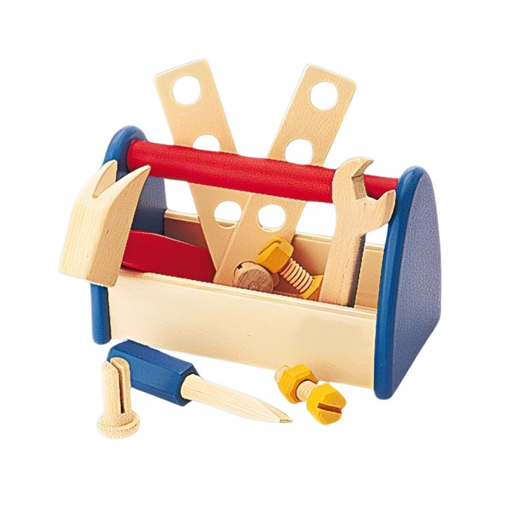 Joc educativ Montessori cu trusa de scule, Onore, multicolor, lemn, 20 x 11 x 13 cm, 11 piese